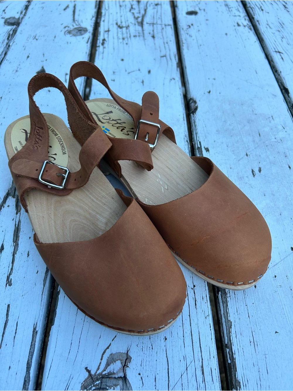 Lotta From Stockholm Brown Leather Slingback Clogs